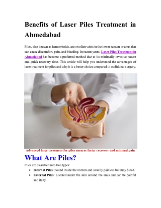 Benefits of Laser Piles Treatment in Ahmedabad