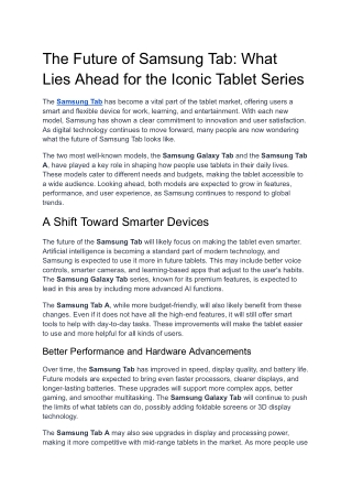 The Future of Samsung Tab: What Lies Ahead for the Iconic Tablet Series