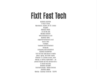 FixIt Fast Tech