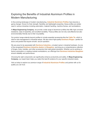 Exploring the Benefits of Industrial Aluminium Profiles in Modern Manufacturing