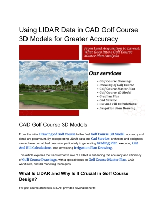 Using LIDAR Data in Golf Course CAD Models for Greater Accuracy__ off-site kriti