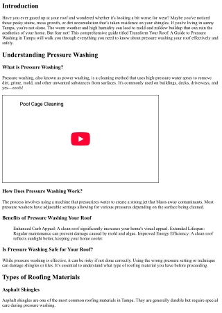 Transform Your Roof: A Guide to Pressure Washing in Tampa