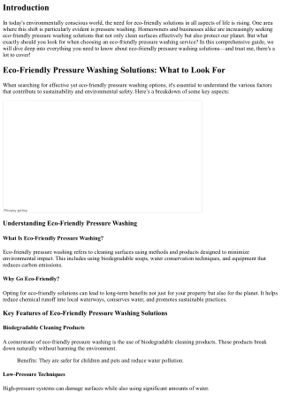 Eco-Friendly Pressure Washing Solutions: What to Look For