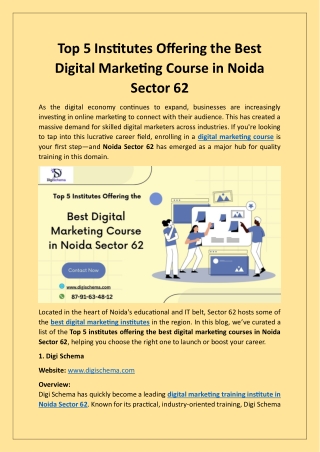 Top 5 Institutes Offering the Best Digital Marketing Course in Noida Sector 62