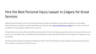 Hire the Best Personal Injury Lawyer in Calgary for Great Services