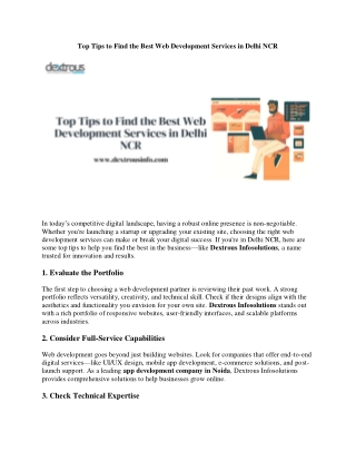 Top Tips to Find the Best Web Development Services in Delhi NCR