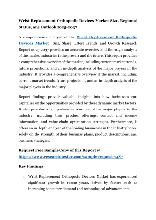 Wrist Replacement Orthopedic Devices Market