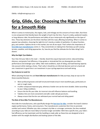 Grip Glide, Go Choosing the Right Tire for a Smooth Ride