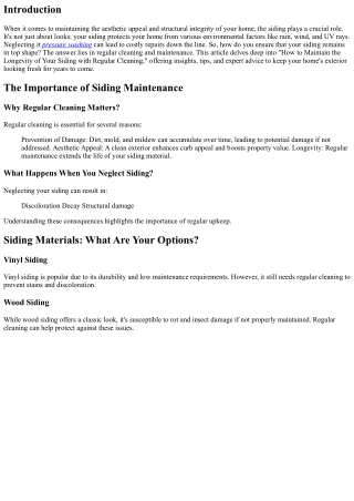 How to Maintain the Longevity of Your Siding with Regular Cleaning