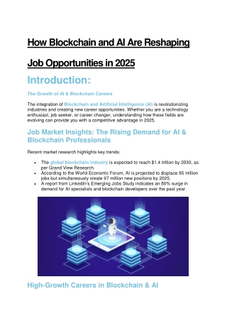 How Blockchain and AI Are Reshaping Job Opportunities in 2025