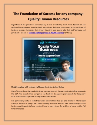 The Foundation of Success for any company: Quality Human Resources