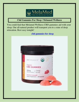Cbd Gummies For Sleep  Melamed Wellness