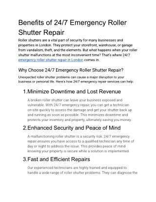 Benefits of 24_7 Emergency Roller Shutter Repair