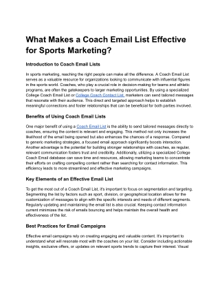 What Makes a Coach Email List Effective for Sports Marketing
