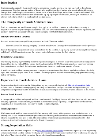What Sets Top Big Rig Lawyers Apart in Handling Truck Accident Cases
