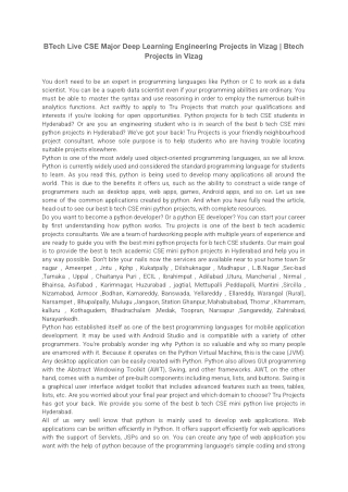 BTech Live CSE Major Deep Learning Engineering Projects in Vizag _ Btech Projects in Vizag