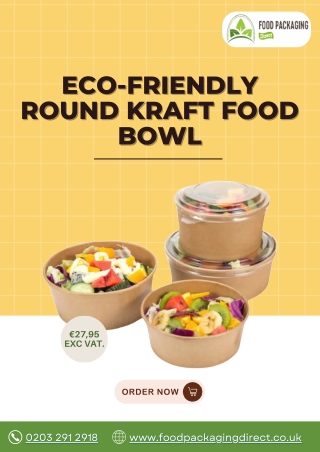 Kraft Cardboard Takeaway Bowls for Food Delivery