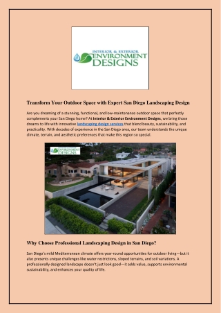 Transform Your Outdoor Space with Expert San Diego Landscaping Design
