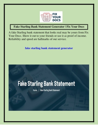 Fake Starling Bank Statement Generator Fix Your Docs
