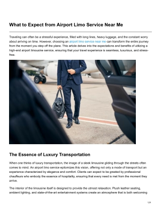 What to Expect from Airport Limo Service Near Me