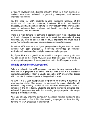 Transform your Programming Skills with the GCETL Online MCA Program