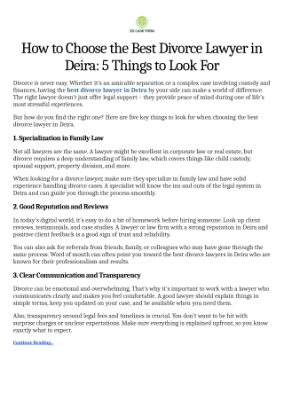 How to Choose the Best Divorce Lawyer in Deira 5 Things to Look For