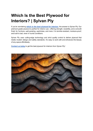 Which Is the Best Plywood for Interiors