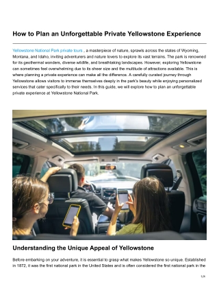 How to Plan an Unforgettable Private Yellowstone Experience