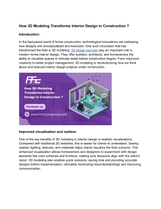 How 3D Modeling Transforms Interior Design in Construction _