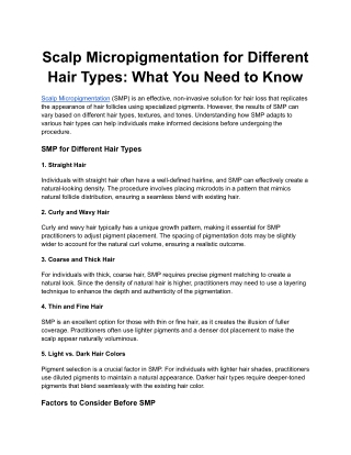 Scalp Micropigmentation for Different Hair Types_ What You Need to Know