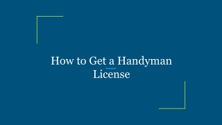 How to Get a Handyman License