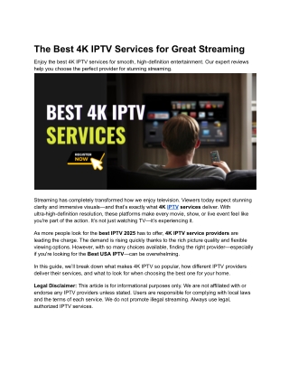The best 4K IPTV services for great streaming