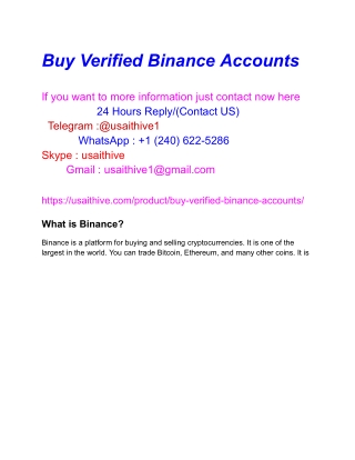 Buy Verified Binance Accounts