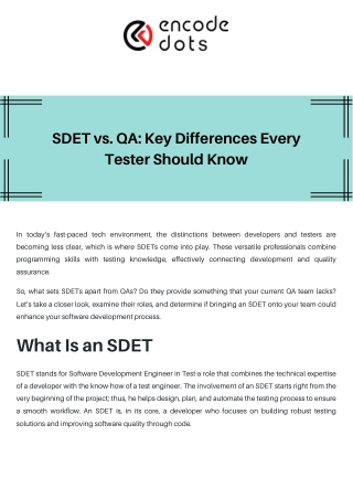 SDET vs. QA Key Differences Every Tester Should Know