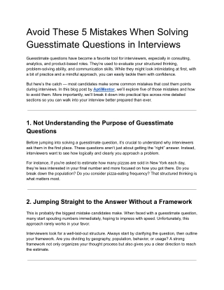 Avoid These 5 Mistakes When Solving Guesstimate Questions in Interviews