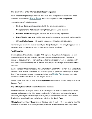 Study Pass: Learn Faster and Retain More