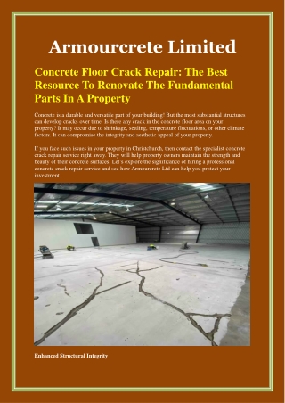Concrete Floor Crack Repair The Best Resource To Renovate The Fundamental Parts In A Property