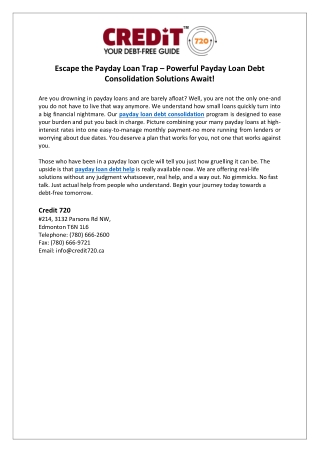 Escape the Payday Loan Trap – Powerful Payday Loan Debt Consolidation Solutions Await!