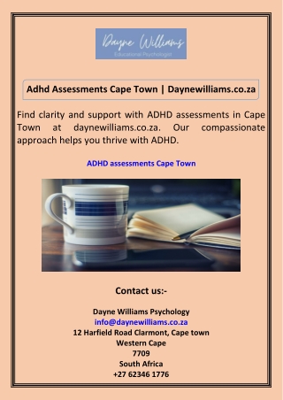 Adhd Assessments Cape Town Daynewilliams.co.za