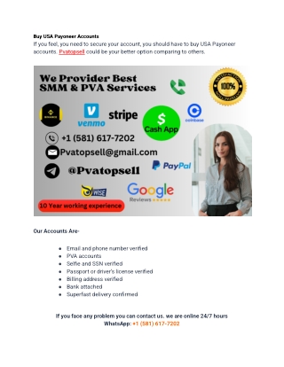 Top 5 Sites to Buy Verified Payoneer Accounts (personal