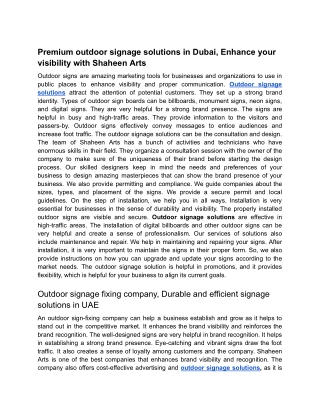 Premium outdoor signage solutions in Dubai, Enhance your visibility with Shaheen