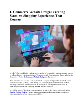 E-Commerce Website Design: Creating Seamless Shopping Experiences That Convert