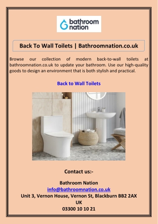 Back To Wall Toilets Bathroomnation.co.uk