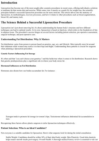 The Science Behind a Successful Liposuction Procedure