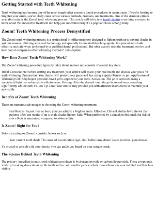 Zoom! Teeth Whitening Process Demystified