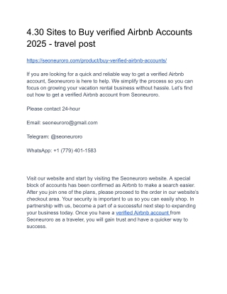 4.30 Sites to Buy verified Airbnb Accounts 2025 - travel post