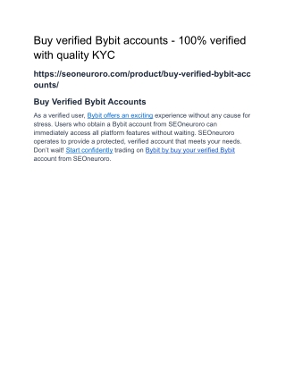 Buy verified Bybit accounts - 100% verified with quality KYC