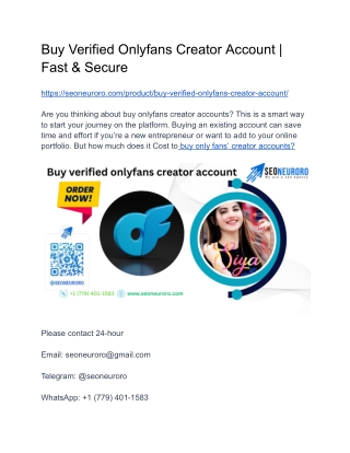 Buy Verified Onlyfans Creator Account _ Fast & Secure