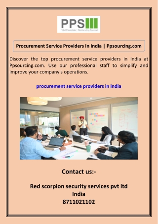 Procurement Service Providers In India Ppsourcing.com