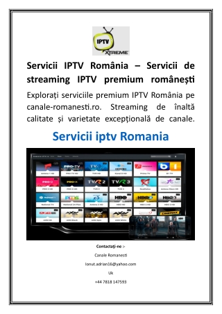 Servicii IPTV România – Servicii de streaming IPTV premium românești